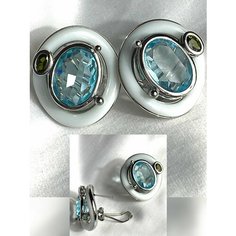 Серьги Florento, хрусталь, кристалл, серебряный, бирюзовый
