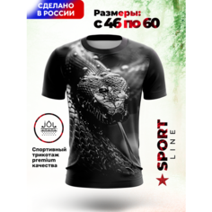 Футболка спортивная KrasPrint Новогодняя, размер 2XL, черный, белый, серый