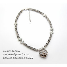 Колье, минеральное стекло, длина 39.5 см, серый Reniva