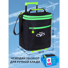 Сумка дорожная СУМКА ПОБЕДА, 27х36х30 см, ручная кладь, черный/салатовый