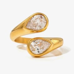 Кольцо помолвочное SORONA, Swarovski Zirconia, циркон, фианит, ширина 4 мм, золотистый