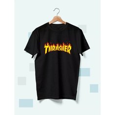 Футболка надпись thrasher, размер XXXL, черный Hlopuska
