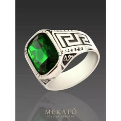 Кольцо МЕКАТО, размер 19, серый, зеленый