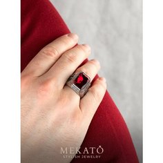Кольцо МЕКАТО, размер 20, красный, серый