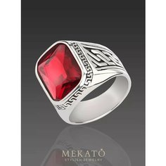 Кольцо МЕКАТО, размер 22, красный, серый