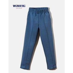 Брюки утеплённые Winkiki повседневные школьные со стрелкой, размер 122, , синий