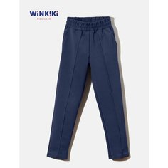 Брюки утеплённые Winkiki повседневные школьные со стрелкой, размер 152, , темно-синий