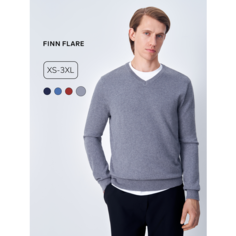 Джемпер FINN FLARE Трикотажный с длинным рукавом, размер 3XL(188-116-106), , серый меланж