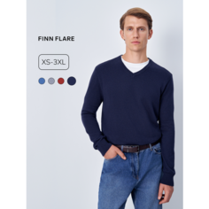 Джемпер FINN FLARE Трикотажный с длинным рукавом, размер S(176-96-86), , темно-синий