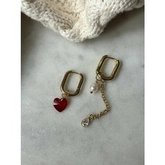 Серьги MOON SOUL, стекло, размер 20 мм, красный, золотой