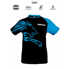 Футболка спортивная Donic Lion, 1 шт., размер 2XS, черный/синий