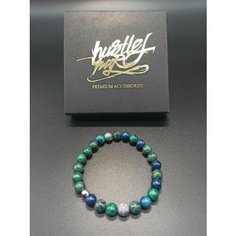 Браслет HUSTLEHARD, азурмалахит, азурит, размер 17 см, голубой, синий, зеленый