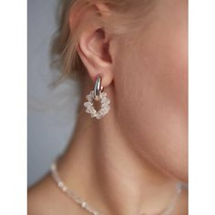 Серьги с подвесками, конго ELTANIKA, кристалл, стекло, серый, белый