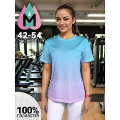 Футболка спортивная MARRENGO женская спортивная, размер 48, розовый, голубой