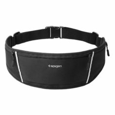 Сумка поясная Spigen, фактура плетеная, black