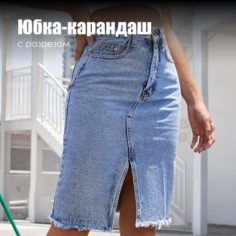 Юбка, размер L, серо-синий Нет бренда