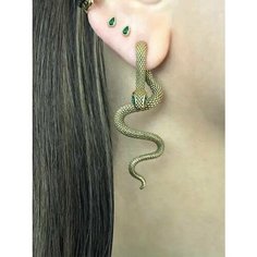 Серьги пусеты LERO, искусственный камень, золотистый