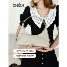 Сумка багет CHUDI, фактура гладкая, слоновая кость