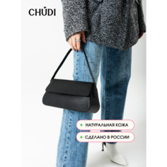Сумка багет CHUDI, фактура зернистая, черный