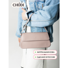 Сумка багет CHUDI, фактура зернистая, жемчужный