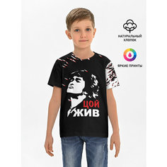 Футболка Lacotton.ru хлопковая детская Виктор Цой, размер 104, мультиколор
