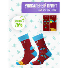 Носки Big Bang Socks разнопарные, размер 35-39, бордовый
