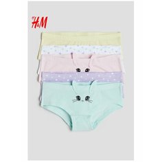 Трусы H&M Забавные зверята, размер 6-8 лет, розовый, желтый, бирюзовый