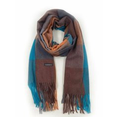 Шарф Cashmere для женщин,180х70 см, универсальный, синий/коричневый