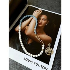 Колье Only Bijou, длина 47 см, золотой, белый, голубой
