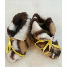 Пинетки Wool Lamb, размер 12, коричневый/белый