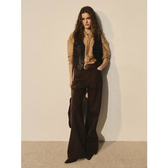 Джинсы широкие Zarina wide leg, размер XS (RU 42)/170, темно-коричневый