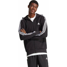 Толстовка спортивная adidas Essentials 3-Stripes French Terry Full Zip Hoodie, размер XS INT, , черный