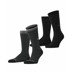 Носки Burlington Stripe, комплект, 2 пары, размер 40/46, Черный (3000 black)