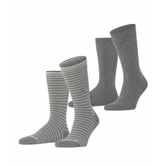 Носки Burlington Stripe, комплект, 2 пары, размер 40/46, серый