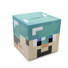 Маска "Стив" Minecraft, картон, квадратная, бирюзовая