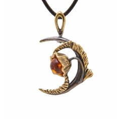 Подвеска Народные промыслы, янтарь, бронзовый