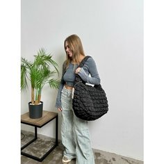 Сумка шоппер COS, фактура стеганая, black