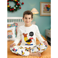 Пижама Kogankids, размер 134 / 9 лет, экрю