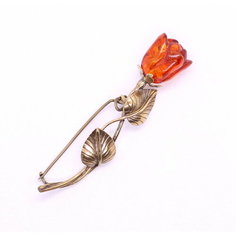 Брошь Yantar-shop, янтарь, 1 шт., золотистый