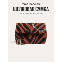 Сумка клатч TWO EAGLES, фактура бархатистая, черный, коричневый