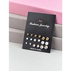 Серьги пусеты Greenbird, кристалл, жемчуг имитация, белый, желтый