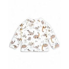 Лонгслив Pups, размер 98, динозавры на белом