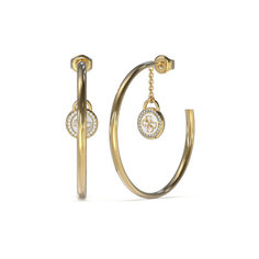Серьги конго GUESS, кристалл, эмаль, золотистый