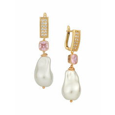 Серьги с подвесками YAROSLAVNA, циркон, золотой/белый