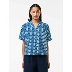 Рубашка LACOSTE Осень-зима 2024, размер T38, синий, бирюзовый