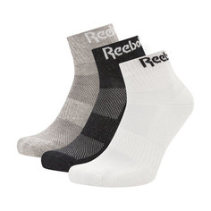 Носки Reebok Ankle Vector, комплект, 3 пары, размер 46/48 EU, серый/белый/черный
