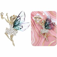 Брошь Восток, стразы, кристаллы Swarovski, металл, 1 шт., бесцветный, золотой, мультиколор