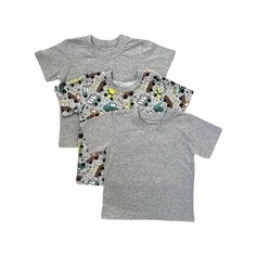Футболка 3KINDER, комплект из 3 шт., размер 30, серый