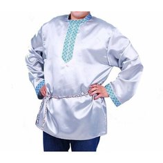 Рубаха серая, русская национальная, для взрослых, размер 54/56, на рост 176 см, Батик