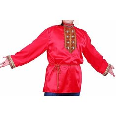 Рубаха красная, русская национальная, для взрослых, размер 54/56, на рост 176 см, Батик